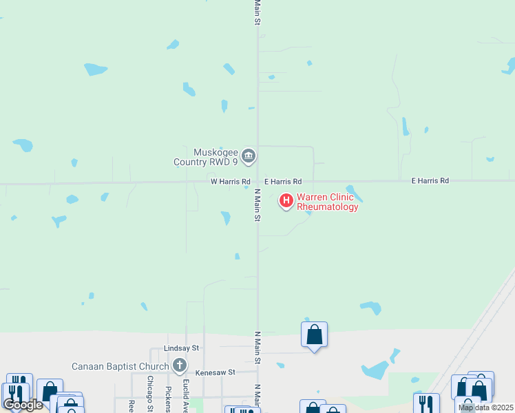 map of restaurants, bars, coffee shops, grocery stores, and more near 2909 N4300 in Muskogee