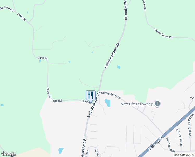 map of restaurants, bars, coffee shops, grocery stores, and more near 2502 Edith-Nankipoo Road in Ripley