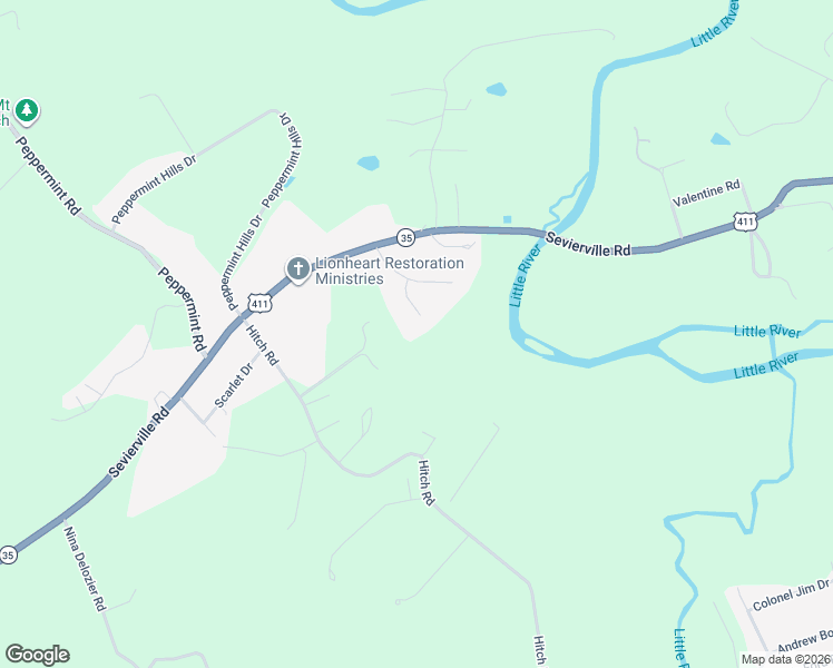 map of restaurants, bars, coffee shops, grocery stores, and more near 3520 Brandon Lee Drive in Maryville