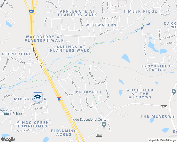 map of restaurants, bars, coffee shops, grocery stores, and more near 2110 Old Rosebud Drive in Knightdale