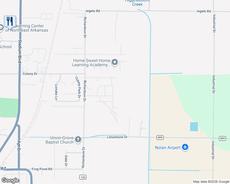 map of restaurants, bars, coffee shops, grocery stores, and more near 3701 Beacon Street in Jonesboro