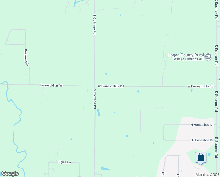 map of restaurants, bars, coffee shops, grocery stores, and more near 5875 West Forrest Hills Road in Guthrie