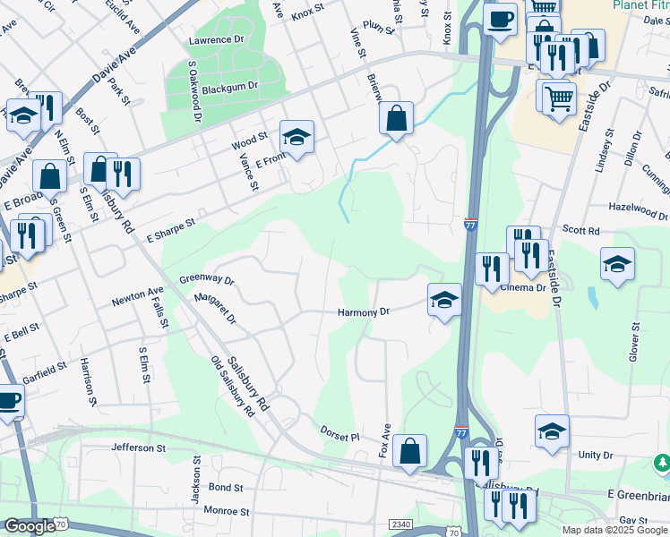 map of restaurants, bars, coffee shops, grocery stores, and more near 503 Berkshire Drive in Statesville