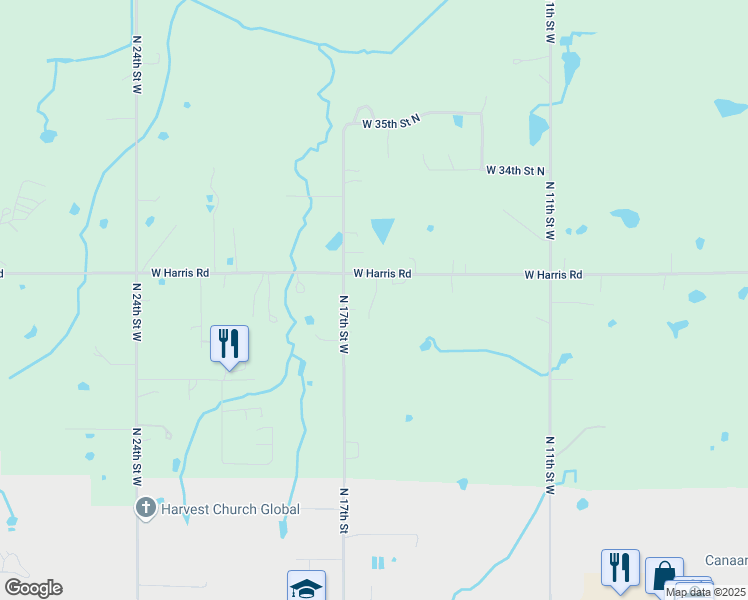 map of restaurants, bars, coffee shops, grocery stores, and more near North 16th Street West in Muskogee County