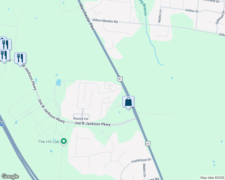 map of restaurants, bars, coffee shops, grocery stores, and more near 1846 Warmingfield Drive in Murfreesboro