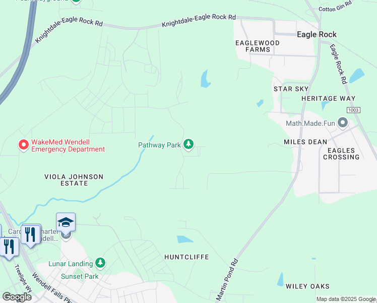 map of restaurants, bars, coffee shops, grocery stores, and more near 1549 Level Stream Road in Wendell