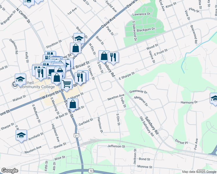 map of restaurants, bars, coffee shops, grocery stores, and more near 456 Reynolda Drive in Statesville