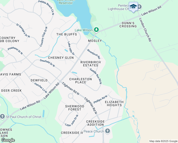 map of restaurants, bars, coffee shops, grocery stores, and more near 4503 Saddle Run Road North in Wilson