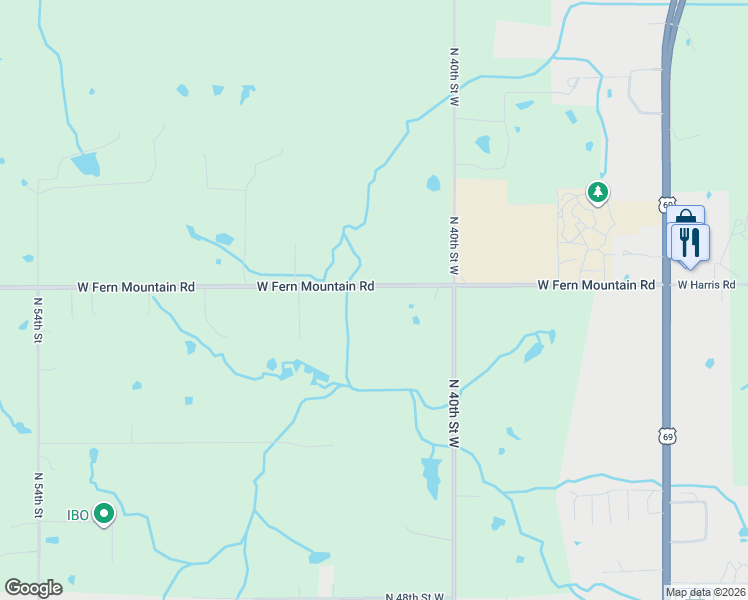map of restaurants, bars, coffee shops, grocery stores, and more near 4309 West Fern Mountain Road in Muskogee