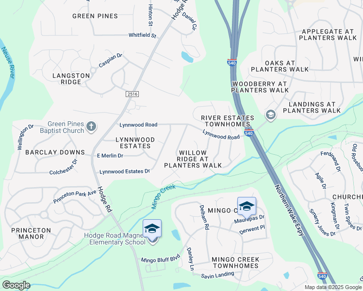 map of restaurants, bars, coffee shops, grocery stores, and more near 1004 Willow Ridge Drive in Knightdale