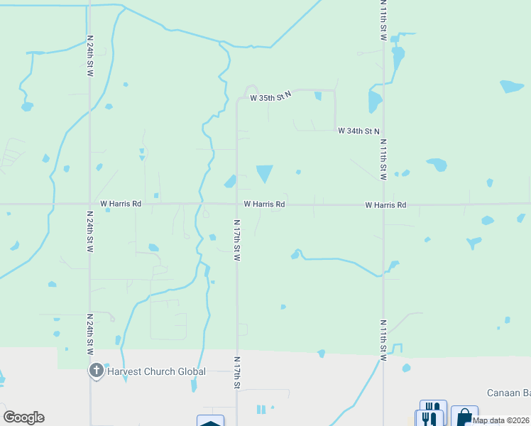 map of restaurants, bars, coffee shops, grocery stores, and more near 1640 West Harris Road in Muskogee
