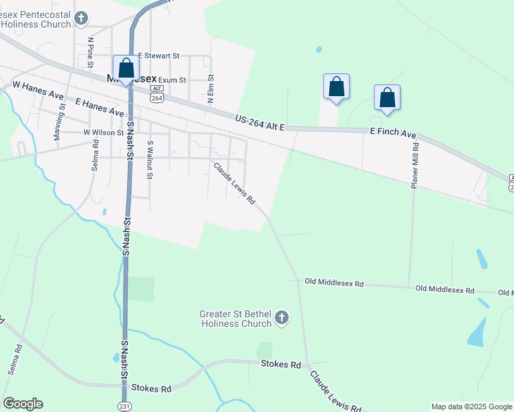 map of restaurants, bars, coffee shops, grocery stores, and more near Claude Lewis Road in Middlesex