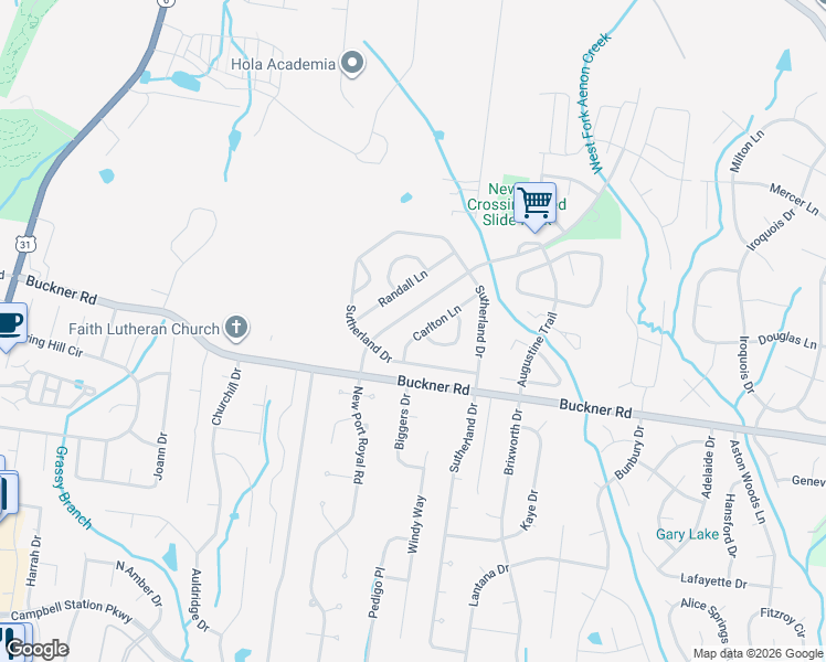 map of restaurants, bars, coffee shops, grocery stores, and more near 2109 Carlton Lane in Thompson's Station