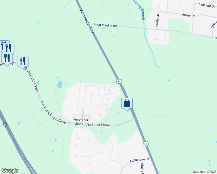 map of restaurants, bars, coffee shops, grocery stores, and more near 4111 Suntropic Lane in Murfreesboro