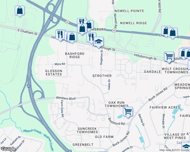 map of restaurants, bars, coffee shops, grocery stores, and more near 301 Barefoot Court in Raleigh