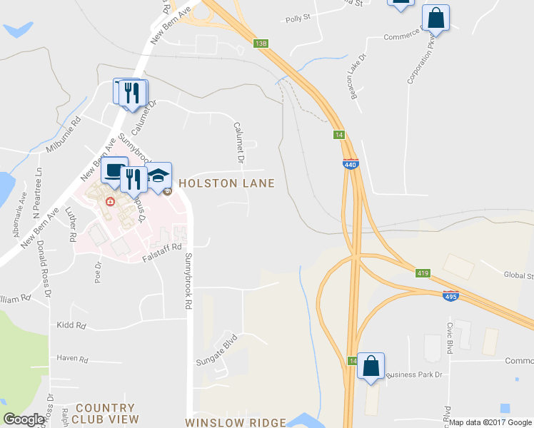 map of restaurants, bars, coffee shops, grocery stores, and more near 219 Merrell Drive in Raleigh