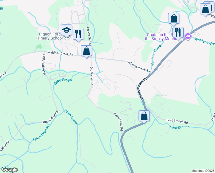map of restaurants, bars, coffee shops, grocery stores, and more near 2019 Bear Creek Way in Pigeon Forge