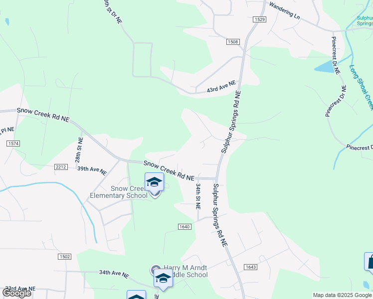 map of restaurants, bars, coffee shops, grocery stores, and more near 3924 33rd Street Northeast in Hickory