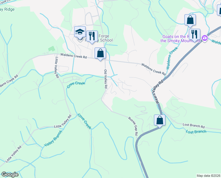 map of restaurants, bars, coffee shops, grocery stores, and more near 1606 Mountain Lodge Way in Sevierville