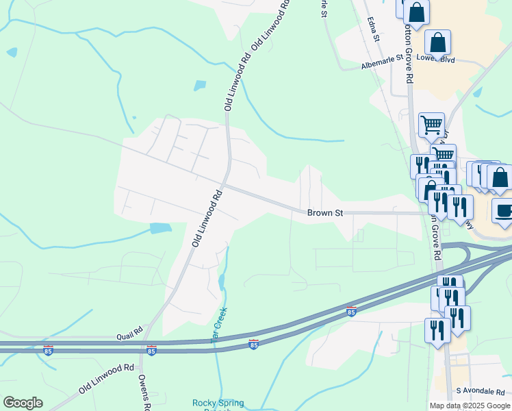 map of restaurants, bars, coffee shops, grocery stores, and more near 709 Brown Street in Lexington