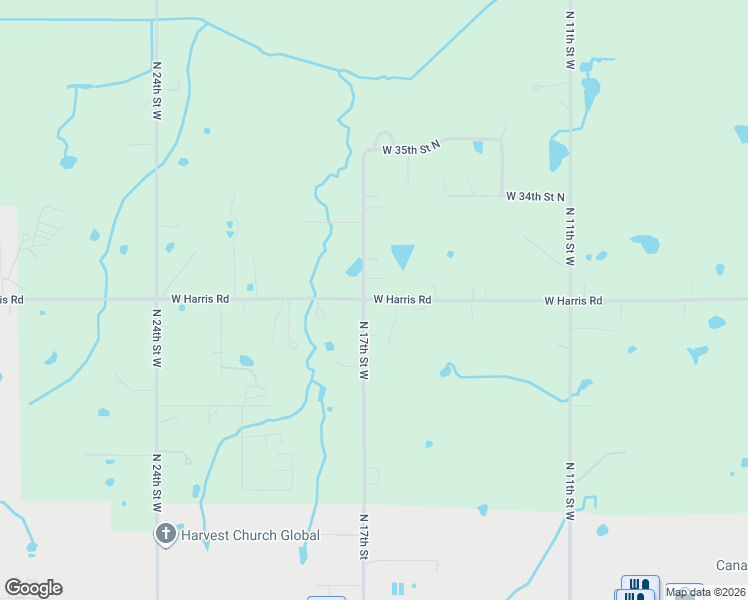 map of restaurants, bars, coffee shops, grocery stores, and more near 1640 West Harris Road in Muskogee