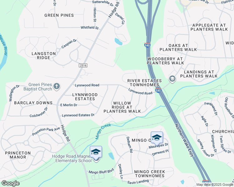 map of restaurants, bars, coffee shops, grocery stores, and more near 1010 Willow Ridge Drive in Knightdale