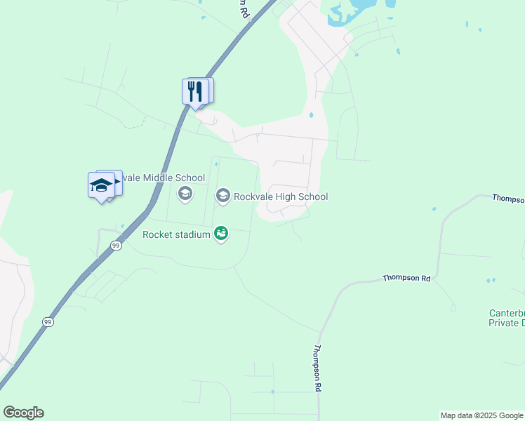 map of restaurants, bars, coffee shops, grocery stores, and more near 136 Dalton Circle in Rockvale