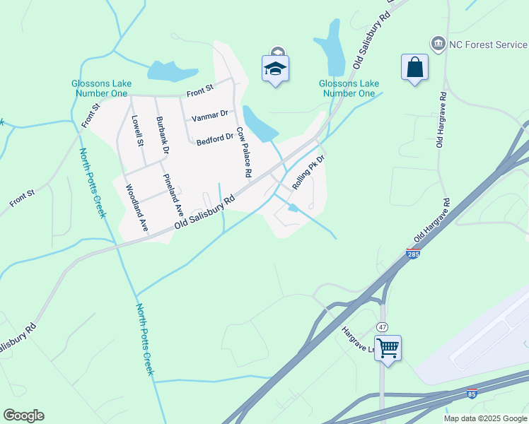 map of restaurants, bars, coffee shops, grocery stores, and more near 384 Rolling Park Drive in Lexington