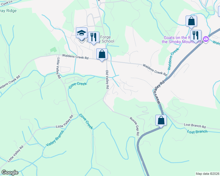 map of restaurants, bars, coffee shops, grocery stores, and more near 1606 Mountain Lodge Way in Sevierville