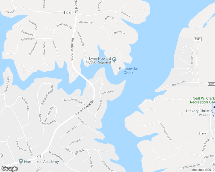 map of restaurants, bars, coffee shops, grocery stores, and more near 5882 Flintlock Court in Hickory