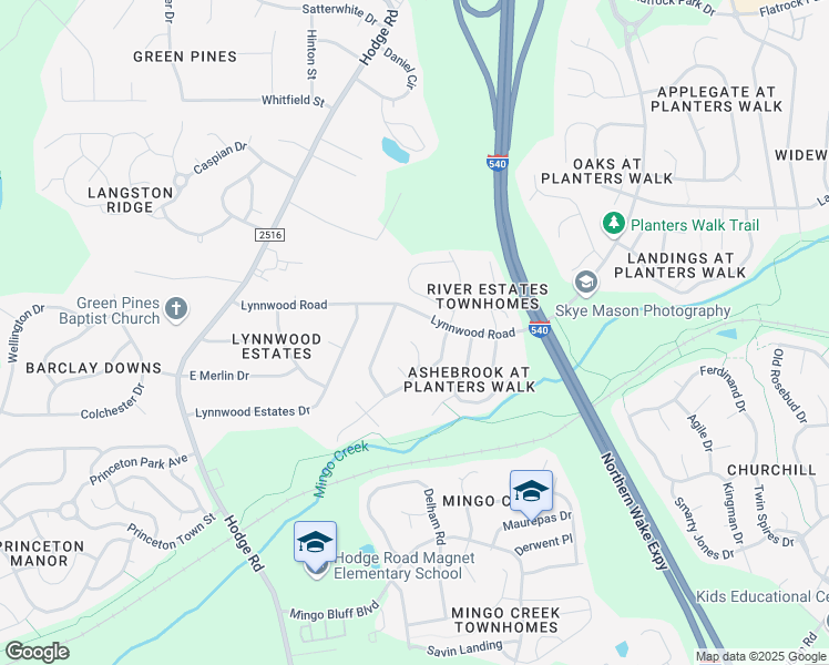 map of restaurants, bars, coffee shops, grocery stores, and more near 1012 Riverway Lane in Knightdale