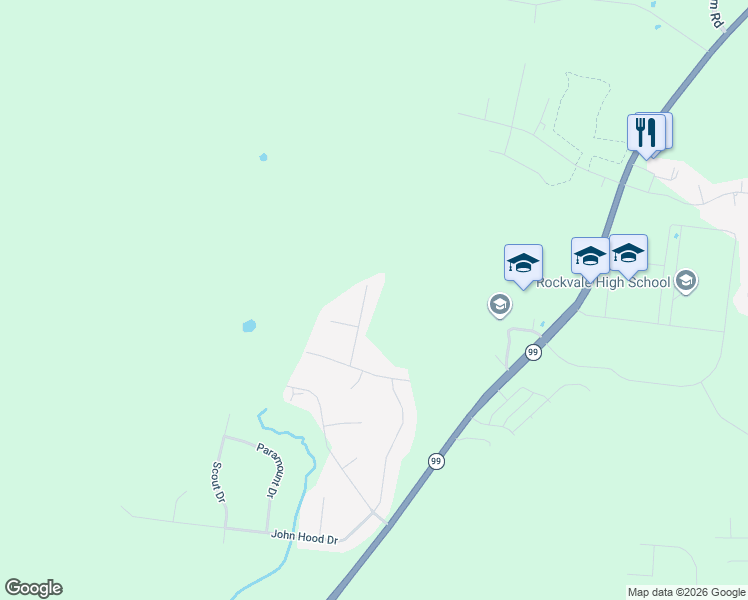 map of restaurants, bars, coffee shops, grocery stores, and more near 814 Galileo Drive in Rockvale
