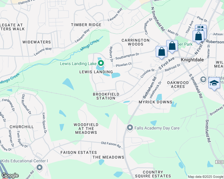 map of restaurants, bars, coffee shops, grocery stores, and more near 804 Ballast Drive in Knightdale