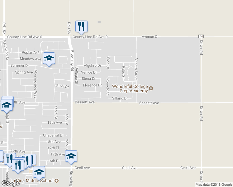 map of restaurants, bars, coffee shops, grocery stores, and more near 2534 San Gabriele Drive in Delano