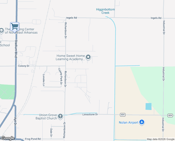 map of restaurants, bars, coffee shops, grocery stores, and more near 3701 Beacon Street in Jonesboro