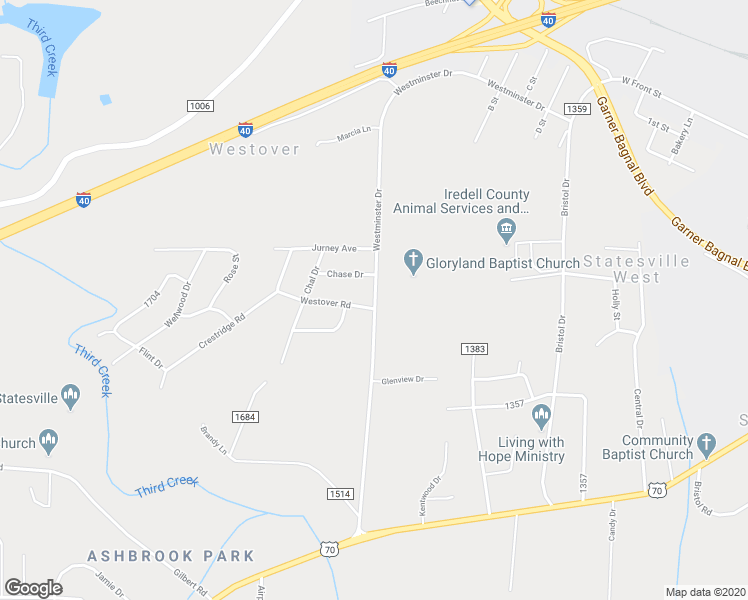 map of restaurants, bars, coffee shops, grocery stores, and more near 3200 Westover Road in Statesville