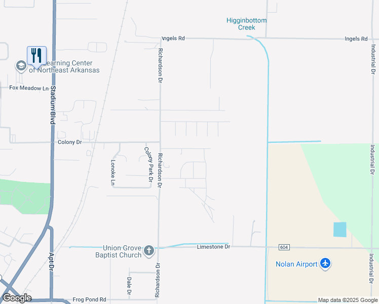 map of restaurants, bars, coffee shops, grocery stores, and more near 3605 Beacon Street in Jonesboro