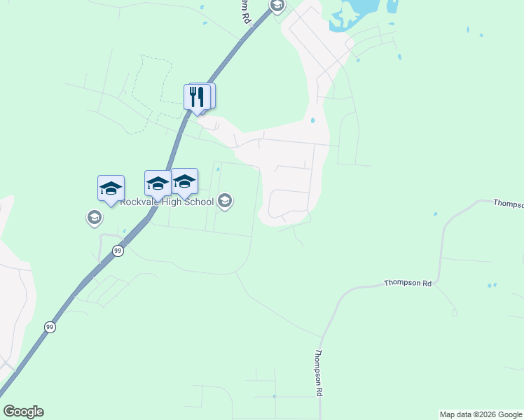 map of restaurants, bars, coffee shops, grocery stores, and more near 136 Dalton Circle in Rockvale