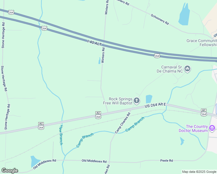 map of restaurants, bars, coffee shops, grocery stores, and more near 9921 Winters Road in Bailey