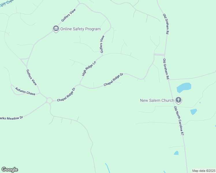 map of restaurants, bars, coffee shops, grocery stores, and more near 587 Chapel Ridge Drive in Pittsboro