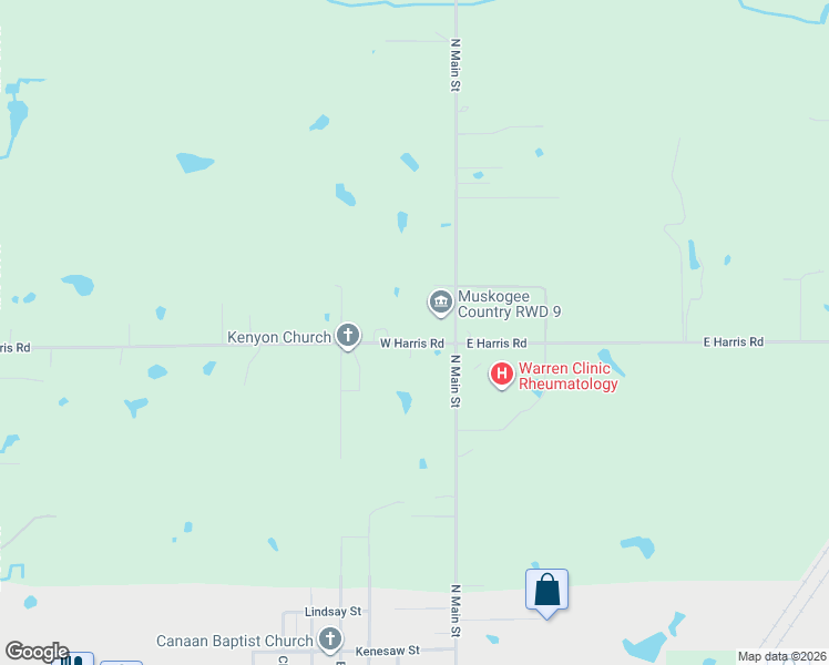 map of restaurants, bars, coffee shops, grocery stores, and more near 120 West 32nd Street North in Muskogee