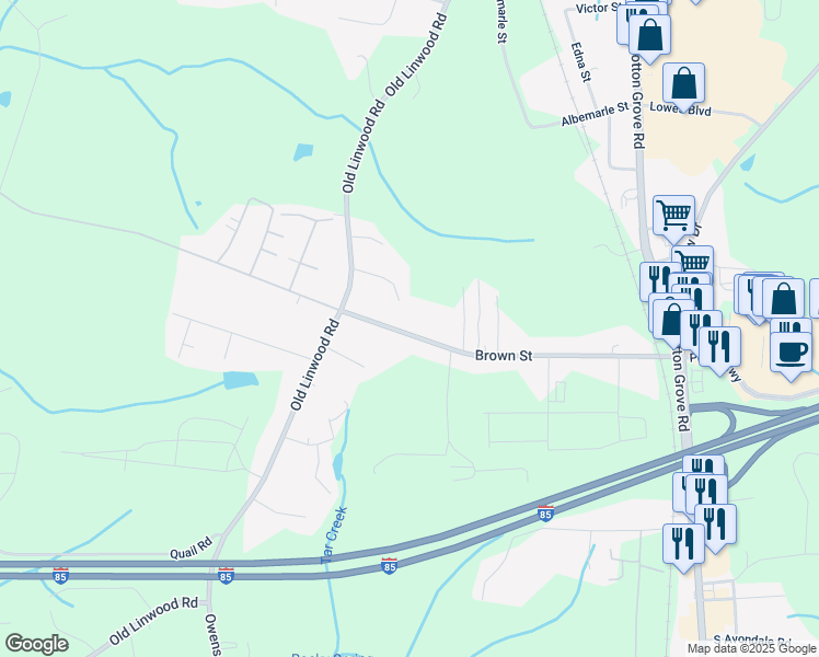 map of restaurants, bars, coffee shops, grocery stores, and more near 694 Brown Street in Lexington