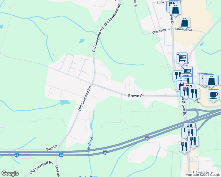 map of restaurants, bars, coffee shops, grocery stores, and more near 694 Brown Street in Lexington