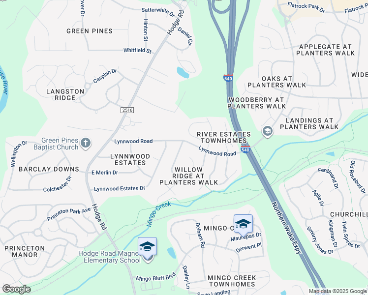 map of restaurants, bars, coffee shops, grocery stores, and more near 1016 Willow Ridge Drive in Knightdale