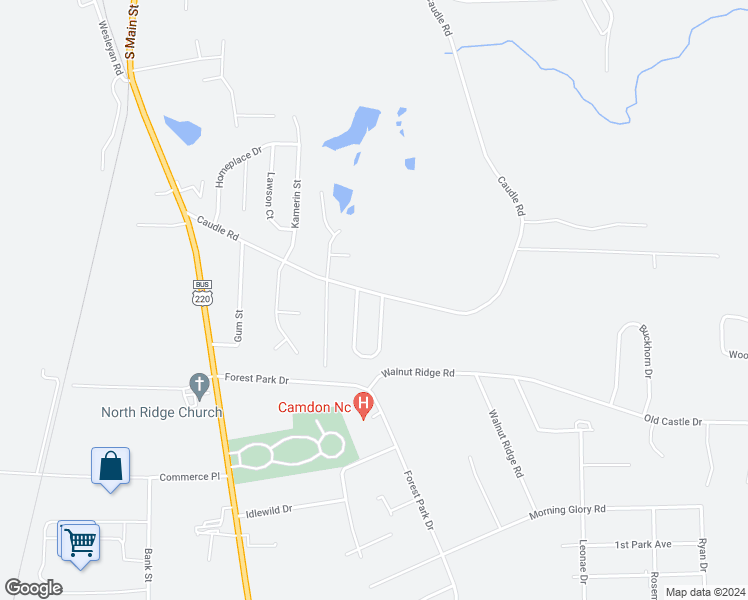 map of restaurants, bars, coffee shops, grocery stores, and more near 2897 Horseshoe Bend Road in Randleman