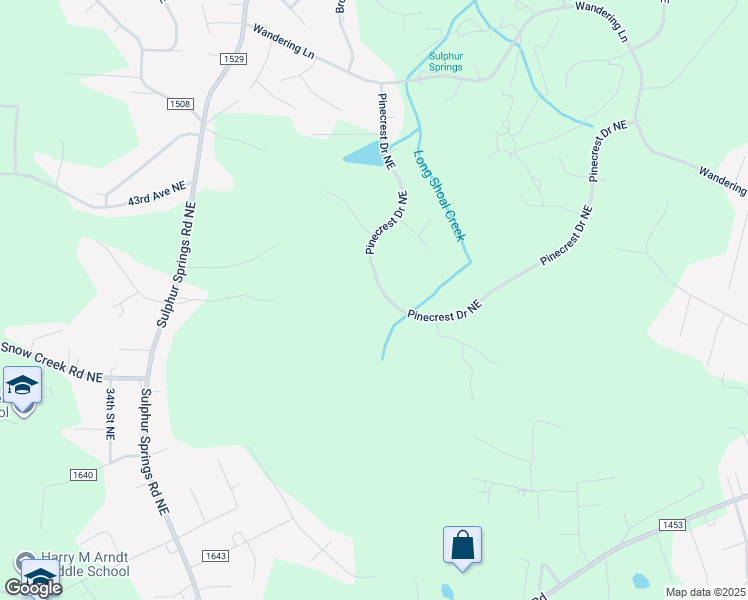 map of restaurants, bars, coffee shops, grocery stores, and more near 3802 Pinecrest Drive Northeast in Hickory