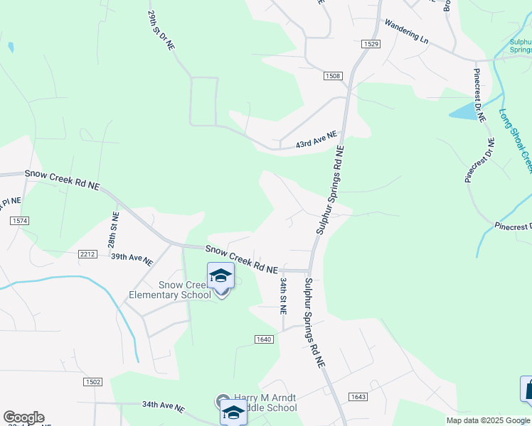 map of restaurants, bars, coffee shops, grocery stores, and more near 3924 33rd Street Northeast in Hickory