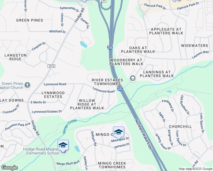 map of restaurants, bars, coffee shops, grocery stores, and more near 1007 River Estates Drive in Knightdale