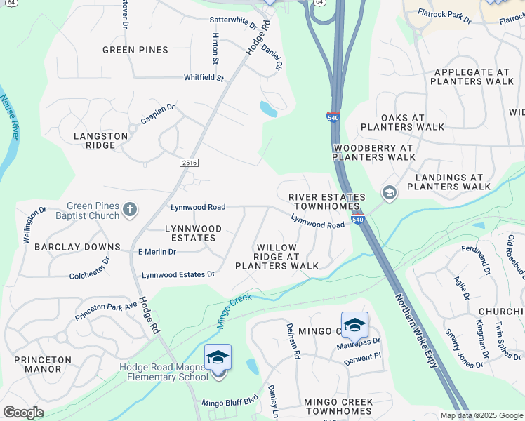 map of restaurants, bars, coffee shops, grocery stores, and more near 1017 Willow Ridge Drive in Knightdale