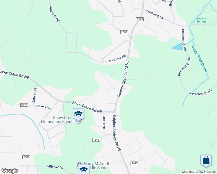 map of restaurants, bars, coffee shops, grocery stores, and more near 3336 40th Avenue Place Northeast in Hickory